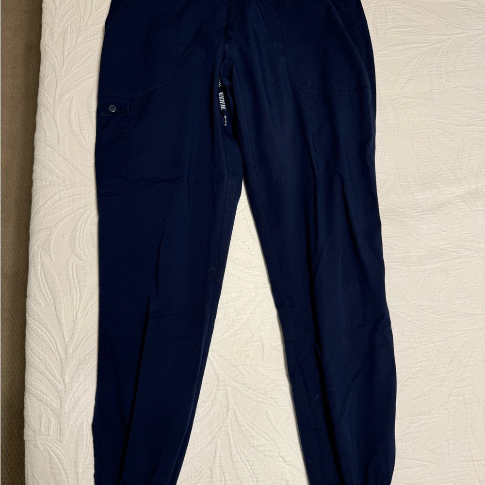 Med Couture Blue Cargo Pants with Elastic Cuffs